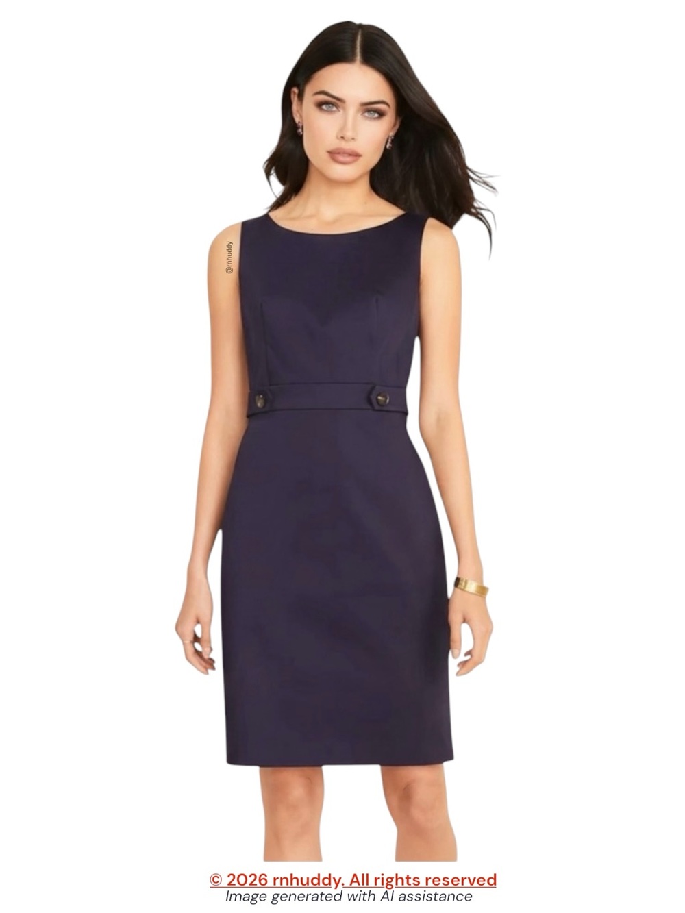 NWT Ann Taylor size 2 navy button tab sheath dress